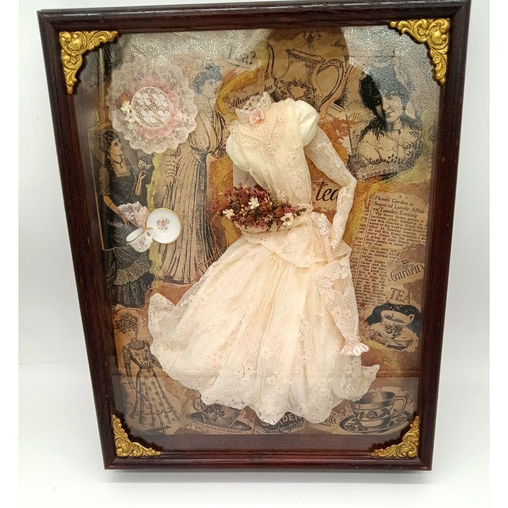 Vtg Lorella Collections Tea in the Garden 12X15 Victorian Shadow Box 272/1500